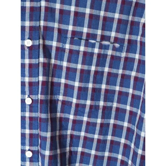 J.Crew Men’s XL Heathered Blue/Red Plaid Long-Sleeve Cotton Shirt - Picture 9 of 10